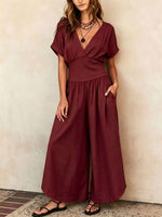 V-neck Casual Chic Womens Jumpsuit