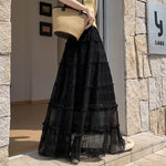 New Womens Tiered Ruffled Panel Midi Skirt