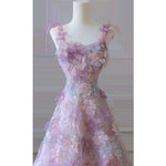 Purple Floral Evening Gown For Women
