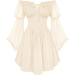 Off-shoulder Slim-fit Lace-up New Chiffon Long-sleeve Dress