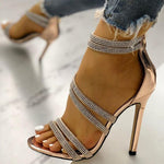 European And American Rhinestone Stiletto Sandals