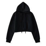 Hooded Cropped Sweatshirt Womens Casual Sports Jacket