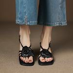 Floral Peep-toe Chunky-heel Sandals