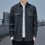 Mens Long-sleeve Shirt Slim-fit Casual Jacket