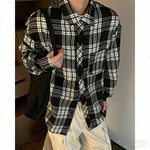 Mens Casual American-Style Plaid Shirt