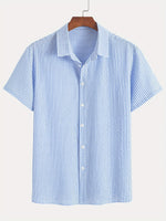 Mens American-Style Retro Plaid Short-Sleeve Shirt