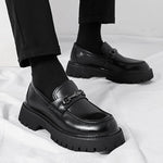 Chunky-soled Height-increasing British-style Business Loafers With A Wide Toe