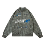 Men's Embroidered Letter Motorcycle Suit Leather Jacket