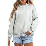 Cross-border Relaxed-fit Solid-color Crew-neck Sweatshirt For Europe And America