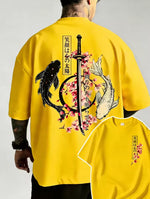 Mens Casual Loose-fit Printed Round-neck Short-sleeve Shirt