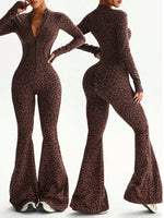 Leopard Print Slim Fit Hip Hugging Yoga Suit