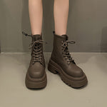 Versatile Vintage Chunky-heel Platform Short Boots