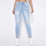 Ripped Slim-Fit Stretch Womens Jeans