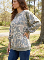 Multi-color Camouflage Printed Ribbed Edge Casual Pullover Hoodie