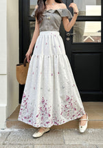 Womens FashionableWaist-cinching Printed Midi Skirt