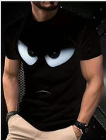 Mens Fashionable Black-eye Short-sleeve Crew-neck T-shirt