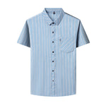 Mens Casual Striped Plus-Size Short-Sleeve Shirt