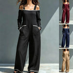 Summer Womens Fashionable Minimalist Long-Sleeve Casual Jumpsuit