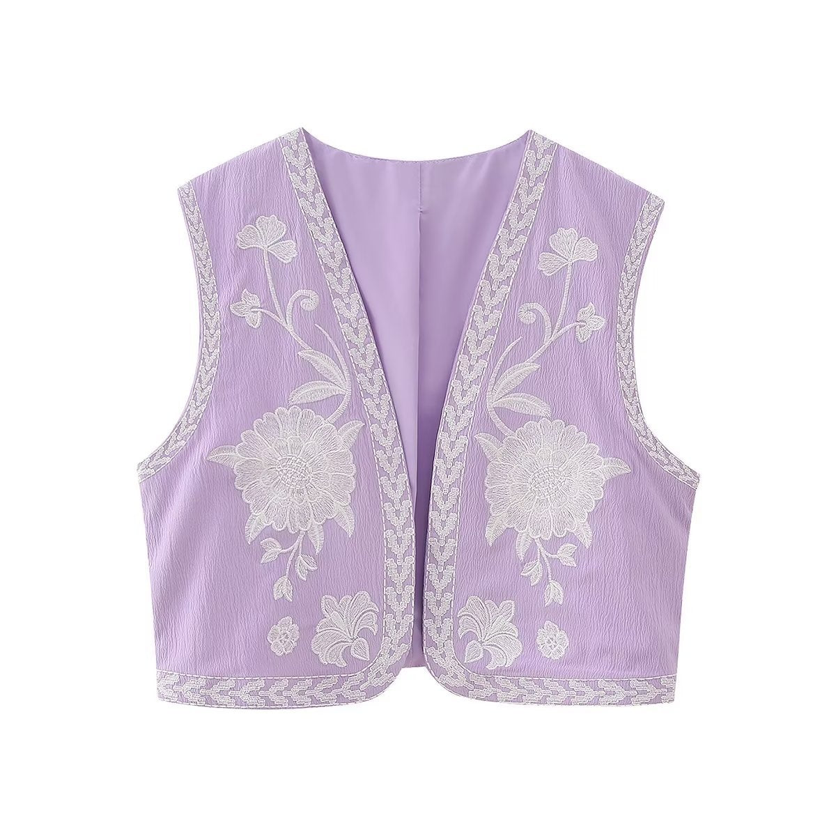 Summer Womens New Multi-color Embroidered Open-front Vest