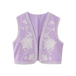 Summer Womens New Multi-color Embroidered Open-front Vest