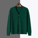 V-neck Knitted Cardigan Coat Men's Andy Velvet Long Sleeve