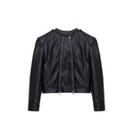 Double Zipper Split Design PU Leather Jacket Coat
