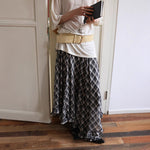 Retro Two-Color Plaid Asymmetric Ruffle Hem Skirt For Women