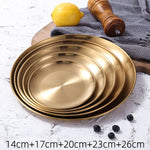 Retro Metal Round Tray Stainless Steel Snack Fruit Tray Jewelry Storage Tray European Style Dinner Plates