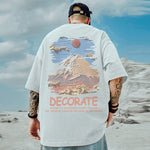 Loose-fit Japanese-style Short-sleeve Black Oversized Mens Wear