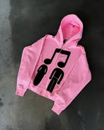 Printed Zip-Up Hoodie Loose-Fit Sweatshirt