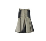 Houndstooth Gradient Print Full-Skirted Wool Midi Skirt