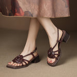 Floral Peep-toe Chunky-heel Sandals