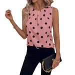 Womens Sleeveless Versatile Fashionable Polka-Dot Printed Top
