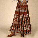 Versatile Bohemian Print High-Waist Slimming Skirt