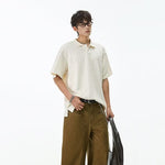 Mens Lapel Short-sleeve Polo Shirt Top