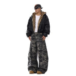 American-style Vintage Camouflage Machete-cut Jeans For Men