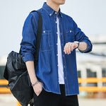 Mens Long-sleeve Shirt Slim-fit Casual Jacket