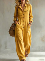 Womens Workwear Linen Casual Jumpsuit