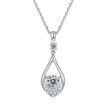 S925 Sterling Silver Teardrop Necklace, 1ct D-VVS1 Moissanite & Lab-Grown Gems, Platinum Plated 2.7g Women's Jewelry With GRA Certificate Gift Box