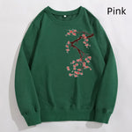 Colorful Cherry Blossom Long-Sleeve Loose Casual Top