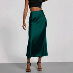 Elegant Silky Satin Midi Skirt