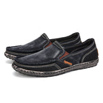 Mens Casual Canvas Loafer Shoes Fashionable Washed Denim