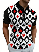 Mens 3D Digital-Print Sporty-Casual Geometric Short-Sleeve Shirt