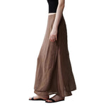 Womens Flowy Designer-style High-waisted Faux Two-piece Elegant Straight Skirt