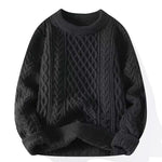 Round-neck High-neck Fleece-lined Solid-color Sweater