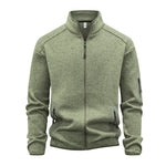 Zippered Pocket Long-sleeve Stand-collar Cardigan Sweatshirt