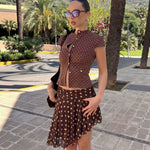 Polka-dot Asymmetric High-waisted Fashionable Versatile Short Skirt