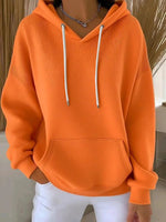 Casual Solid-color Trendy Hoodie With Drawstring Long-sleeve Hooded Sweatshirt