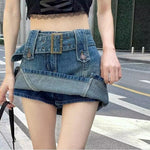 Retro Denim Skirt Womens Hong Kong Style Spicy Girl Skort