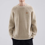 Mens Loose Fit Raglan Knitted Sweater For FallWinter